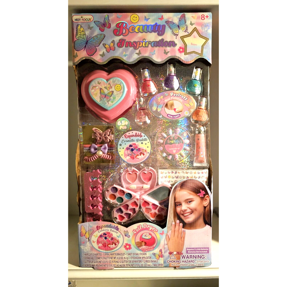 Hot Focus Beauty Inspiration Girlz Cosmetics & Nail Set 65 Plus Pieces
